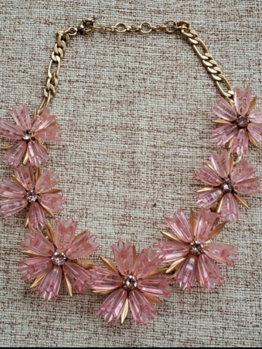 🌸 J. Crew Vintage Pink Dahlia Floral Statement Necklace